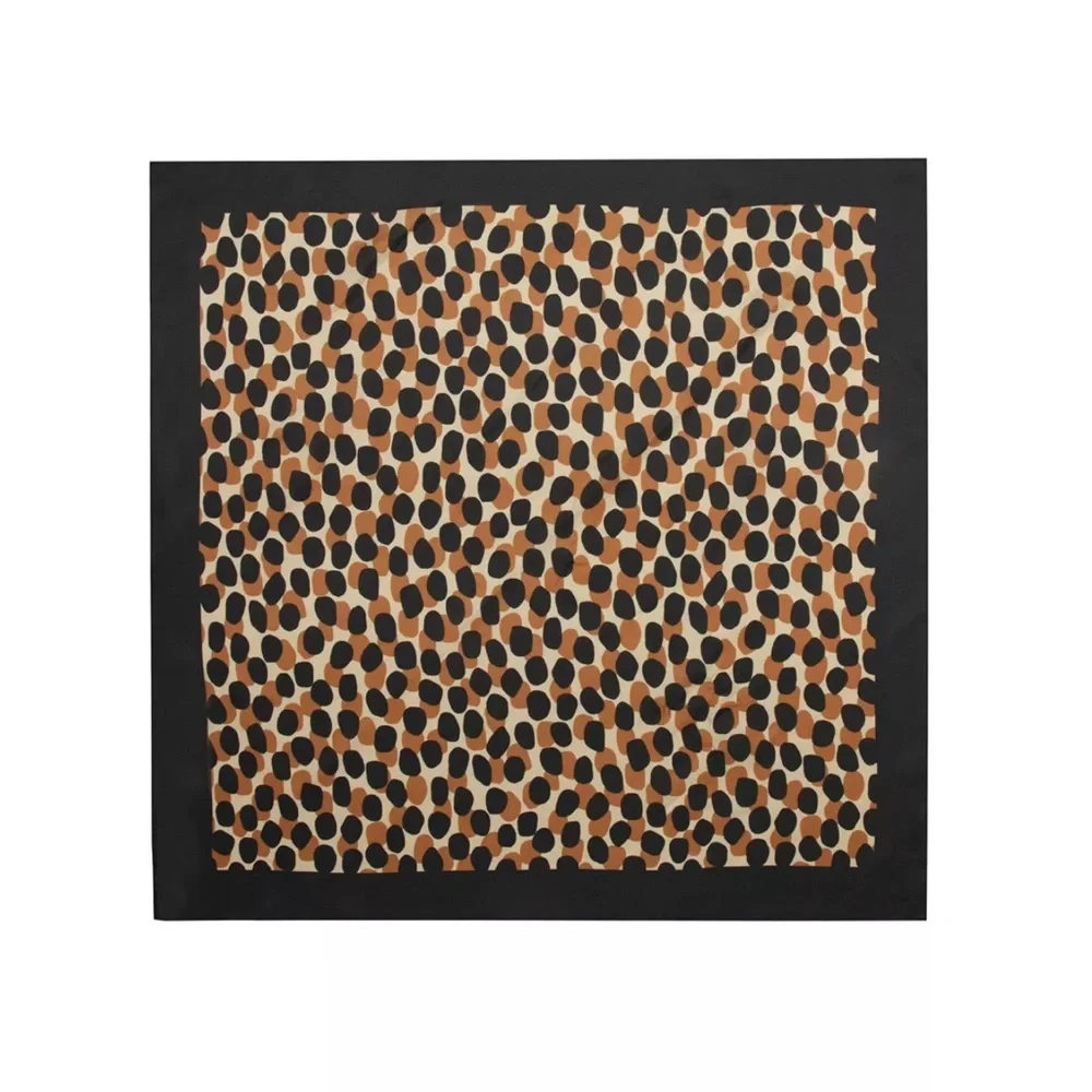 KATE SPADE DOTTY LEOPARD PRINT SILK BANDANA AND HAIR SCRUNCHIE  BLACK BROWN NWT